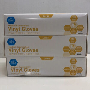 MEDPRIDE Powder-Free Vinyl Exam Gloves 100 Count Size Large Lot of 3